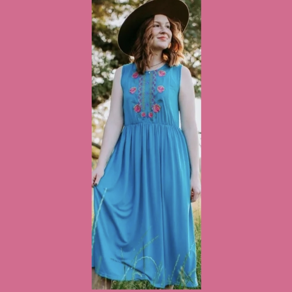 Embroidered Midi Dress
